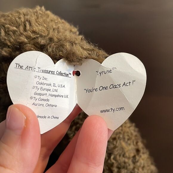 Vintage 1993 Ty Attic Treasures Tyrone the Brown Bear 13” long Excellent Condit… - Picture 7 of 9